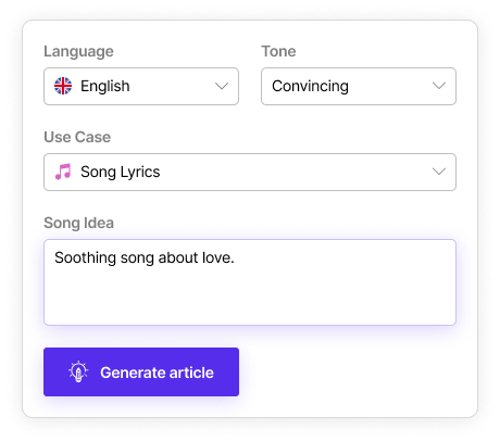 Song Lyrics Generator - Song Writer Helper 